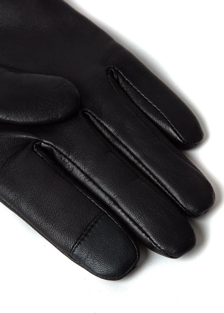 Holland Cooper Leather Trim Gloves in Black