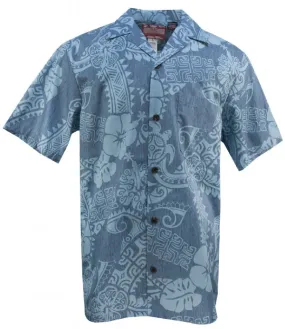 Honu Hibiscus Mens Shirt in Slate