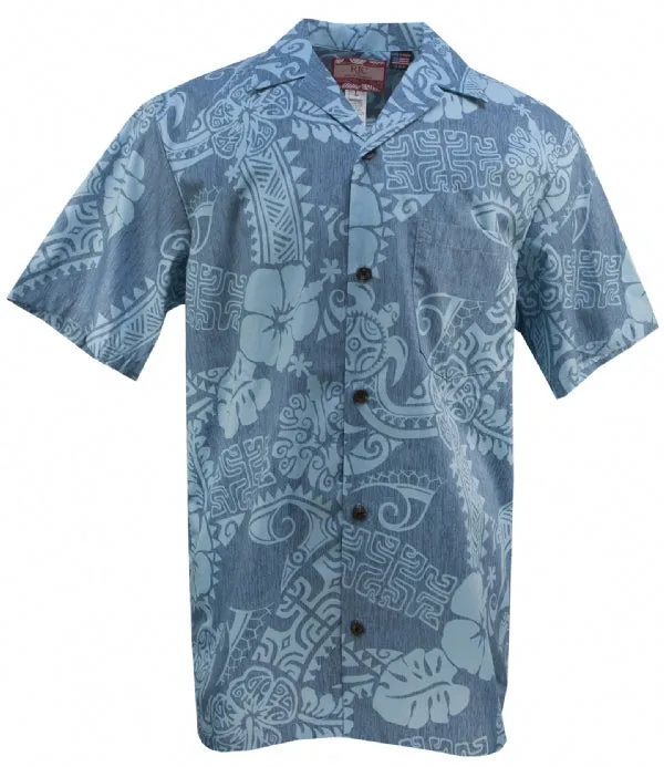 Honu Hibiscus Mens Shirt in Slate