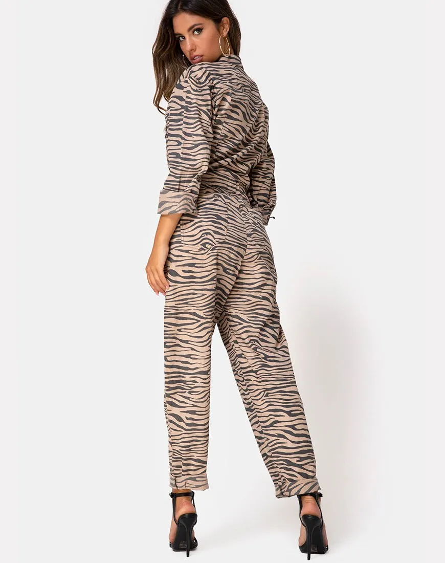 Jampa Jumpsuit in Zip's Zebra Taupe