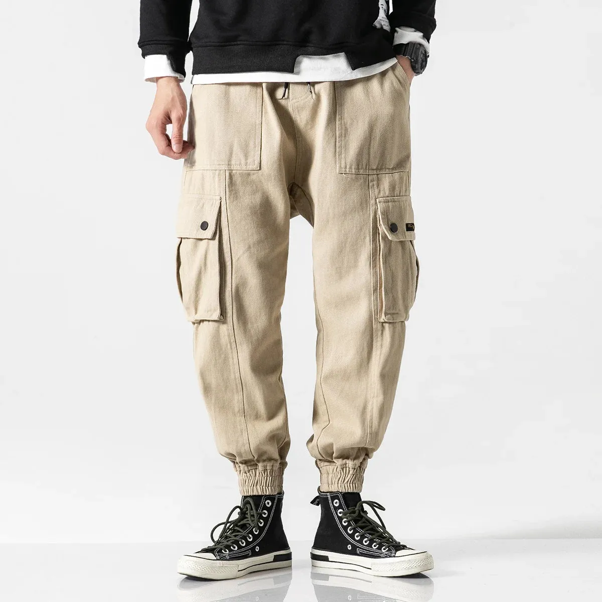 Japanese Streetwear Cargo Pants Casual Harem Trousers Men Clothing