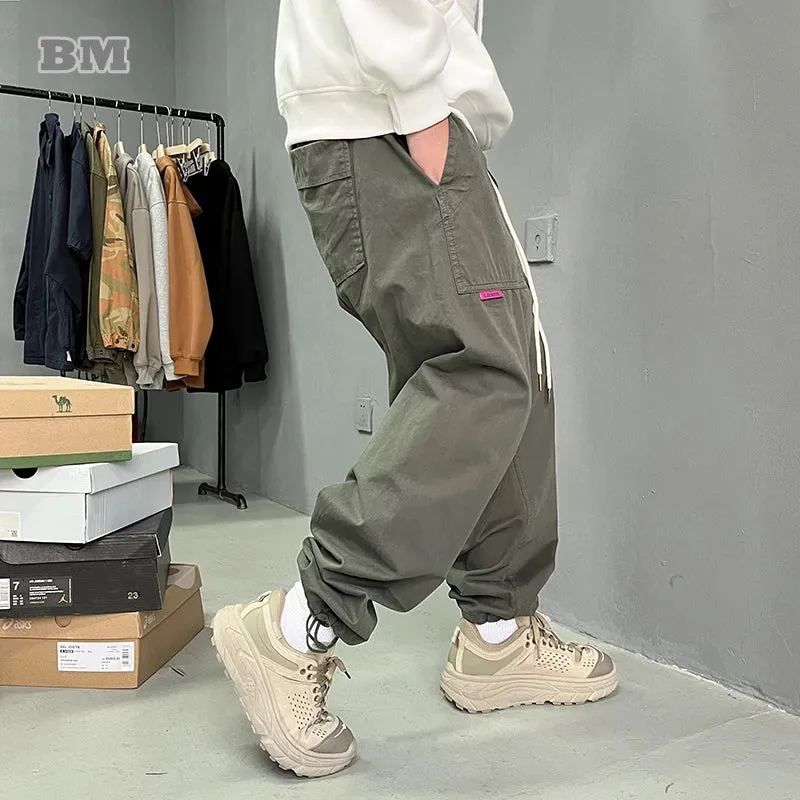 Japanese Streetwear Pure Cotton Casual Cargo Pants - Loose Fit