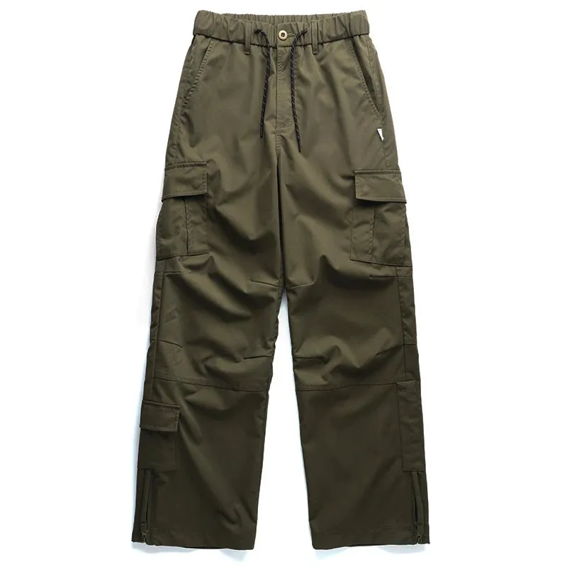 Japanese Streetwear Soft Straight Cargo Pants - Double Sided Twill - Multi-pocket Trousers