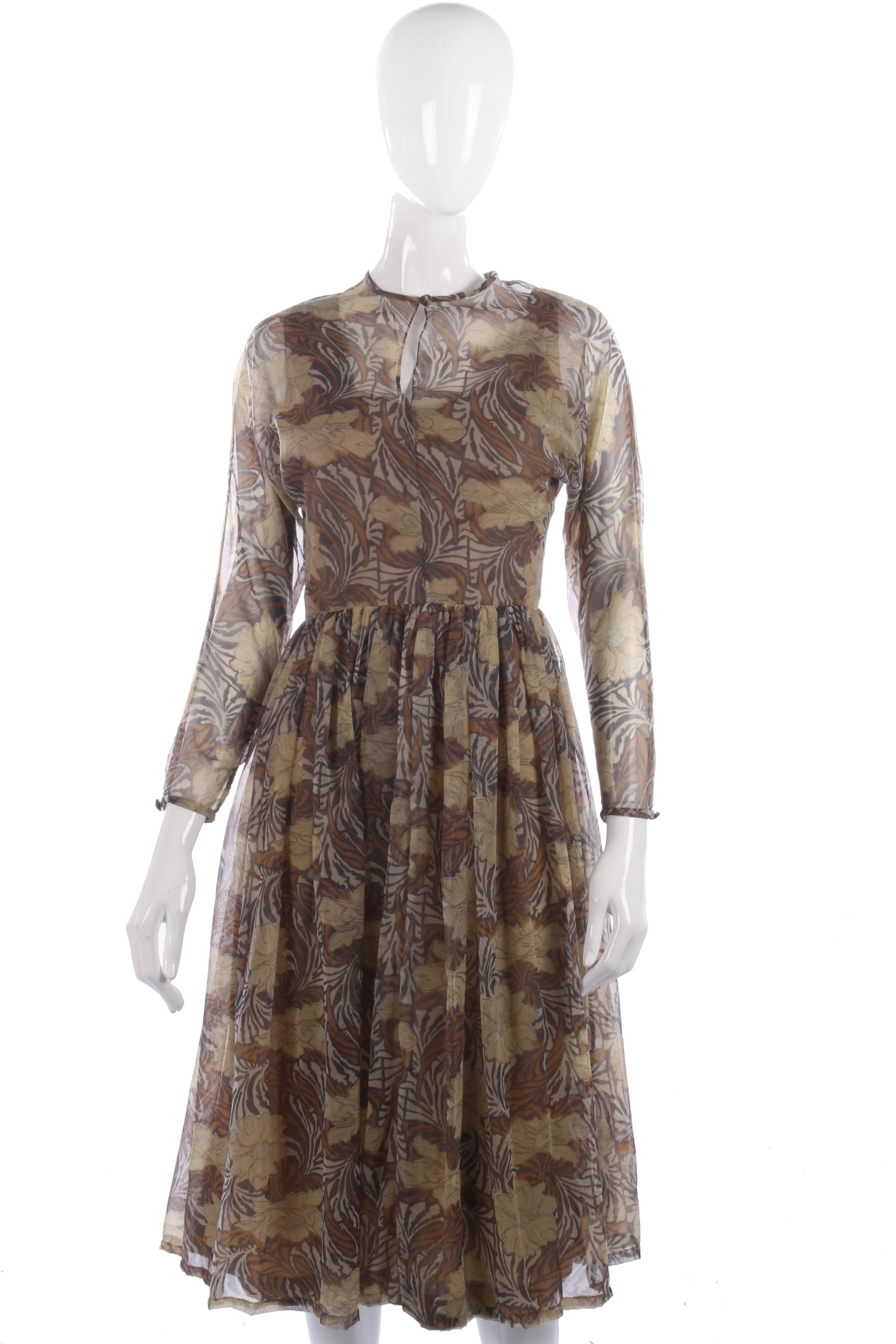 Jean Allen brown chiffon floral dress size 10/12