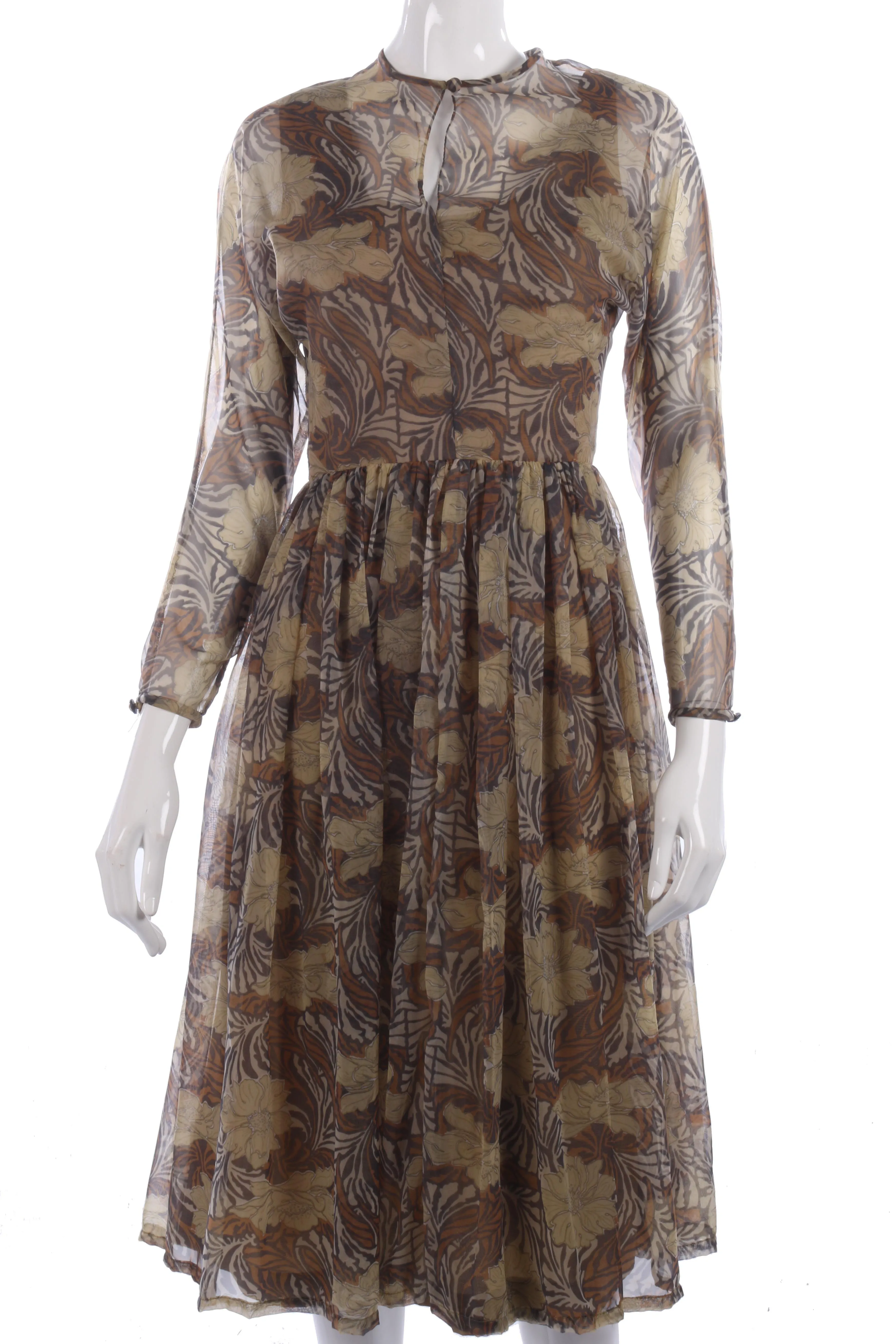 Jean Allen brown chiffon floral dress size 10/12