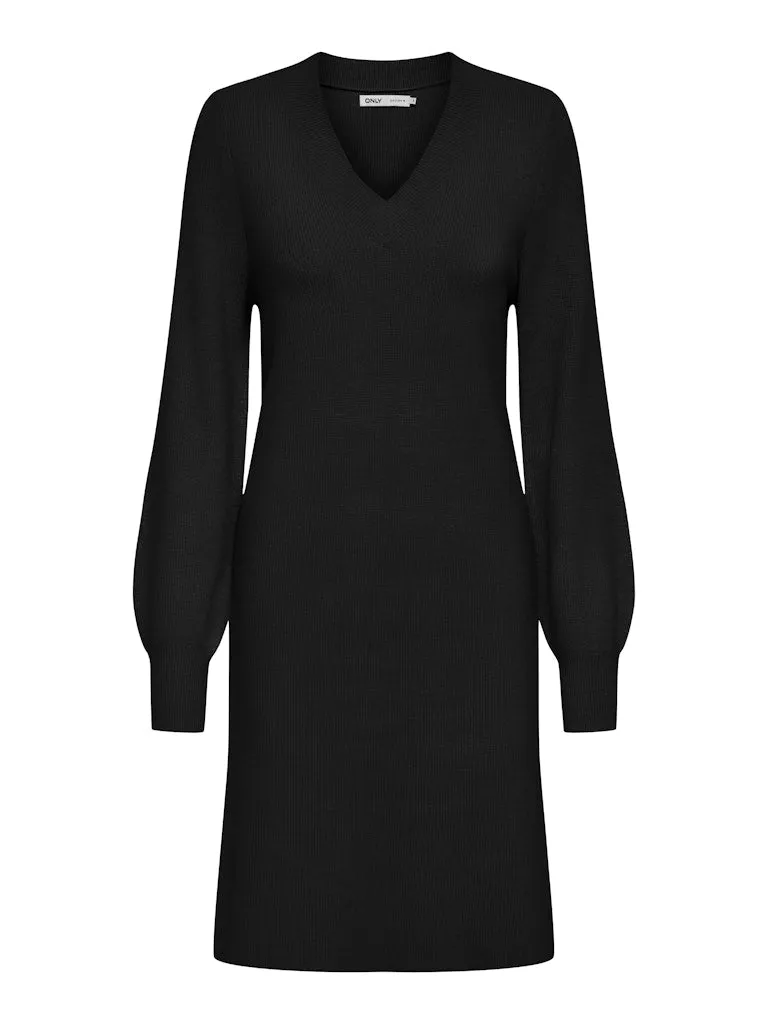 Katia V-Neck Knit Dress - Black