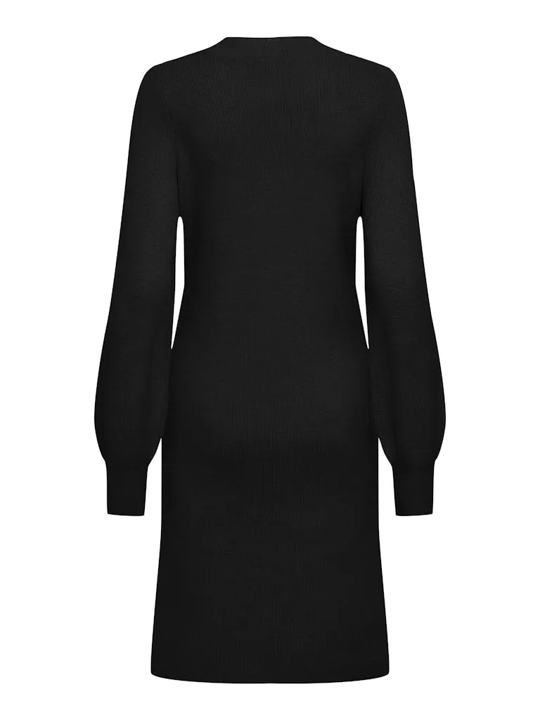 Katia V-Neck Knit Dress - Black