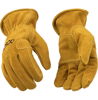 Kinco 97 Golden Full Suede Cowhide Ergonomic Keystone Thumb Gloves (One Dozen)