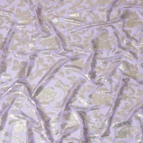 Lavender Pure Silk Chiffon Fabric with Gold Lurex Design, 110cm Width - Luxuriously Tailored in South Korea-D17896