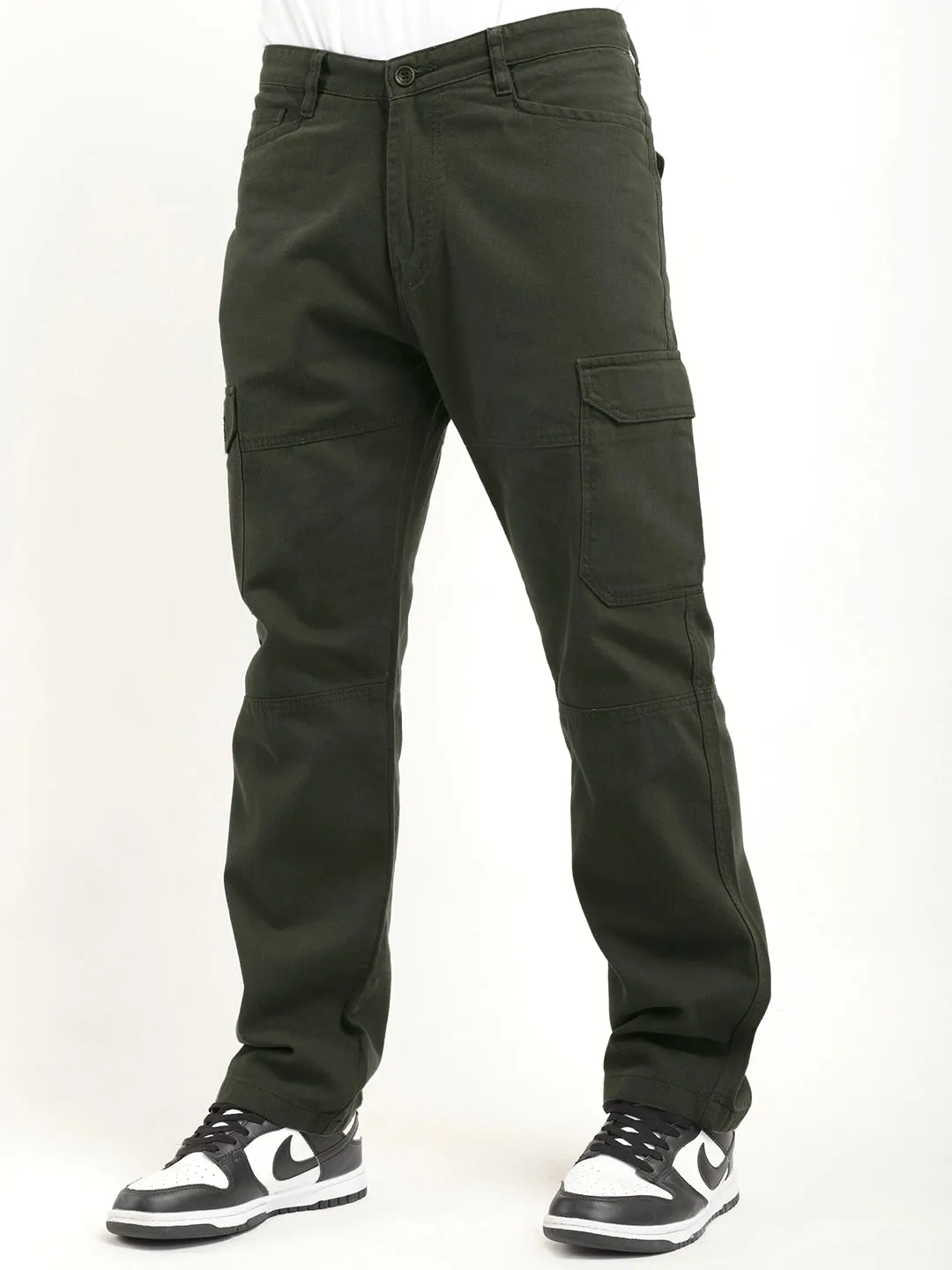 Leo Olive Green Full Length Plus Size Cargo