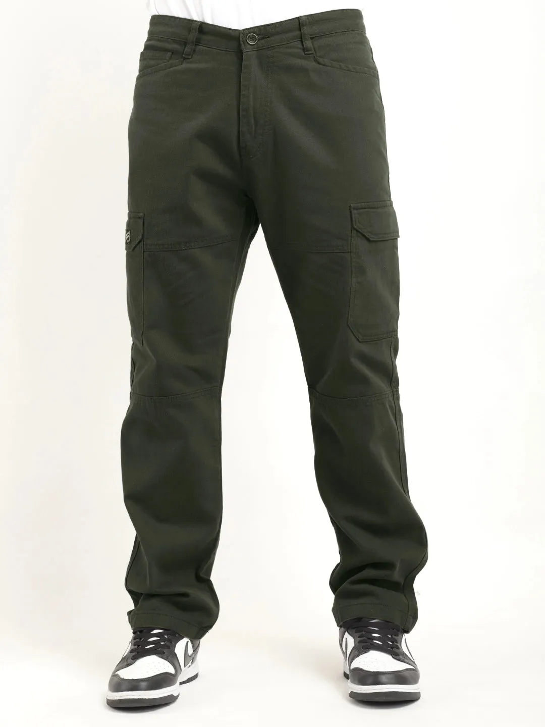 Leo Olive Green Full Length Plus Size Cargo