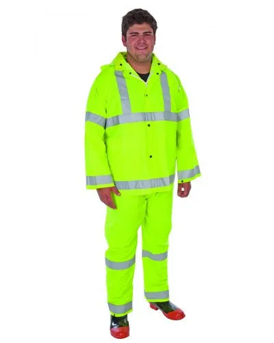 Liberty - Durawear Pvc/Polyester 3-Piece Lime Green Rainsuit With Reflective Stripes