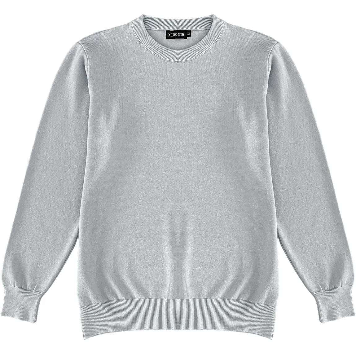 Light Grey Mens Knit Classic Crew Neck Sweater