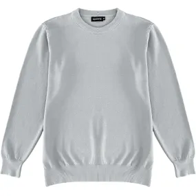 Light Grey Mens Knit Classic Crew Neck Sweater