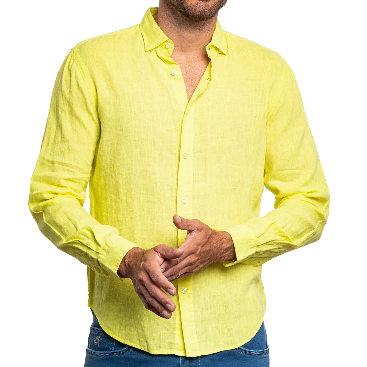 Linen Button Down Shirt - Yellow