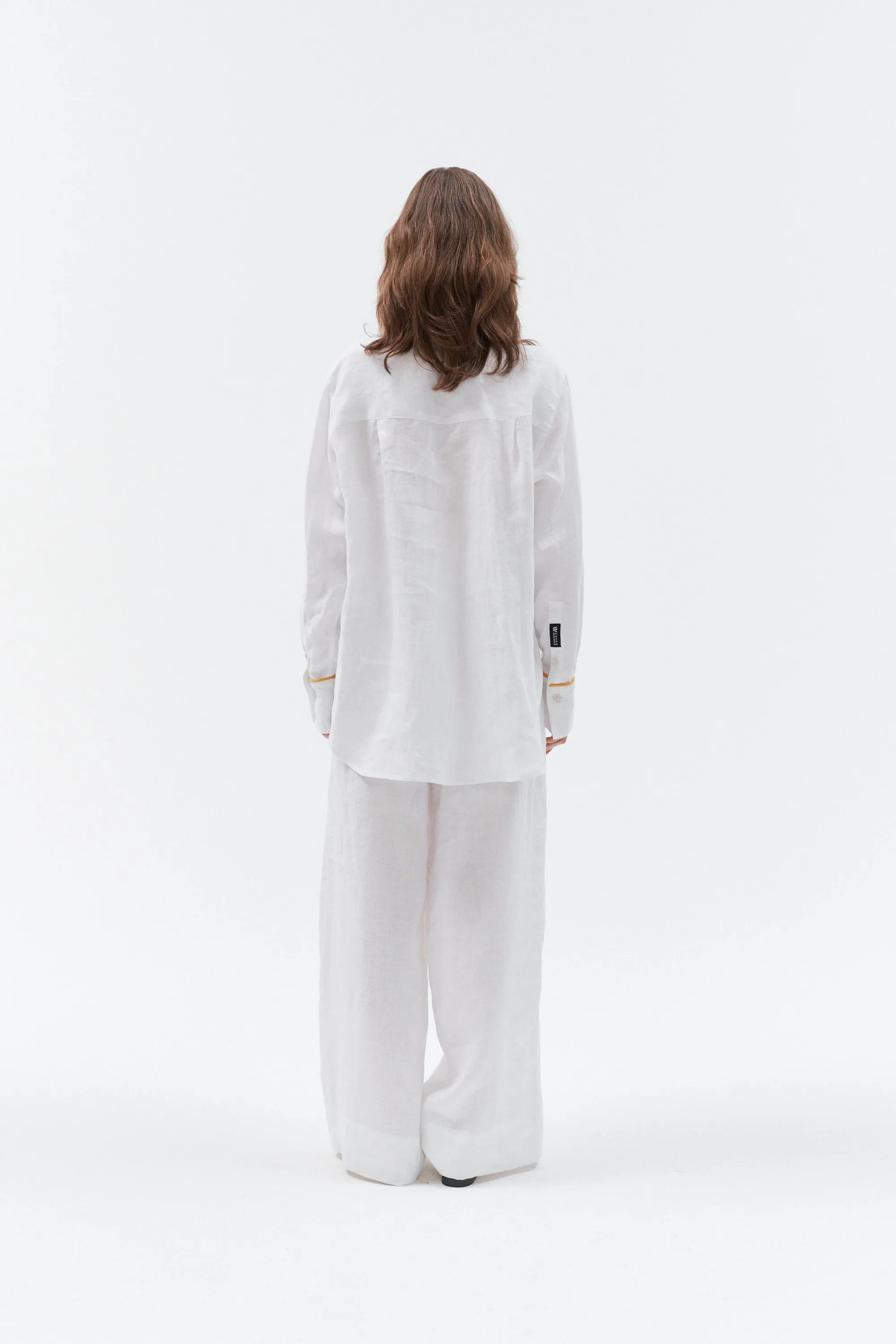 Linen shirt with golden stripe “Brillante" (White)