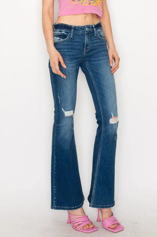 LOW RISE STRETCH VINTAGE FLARE JEANS