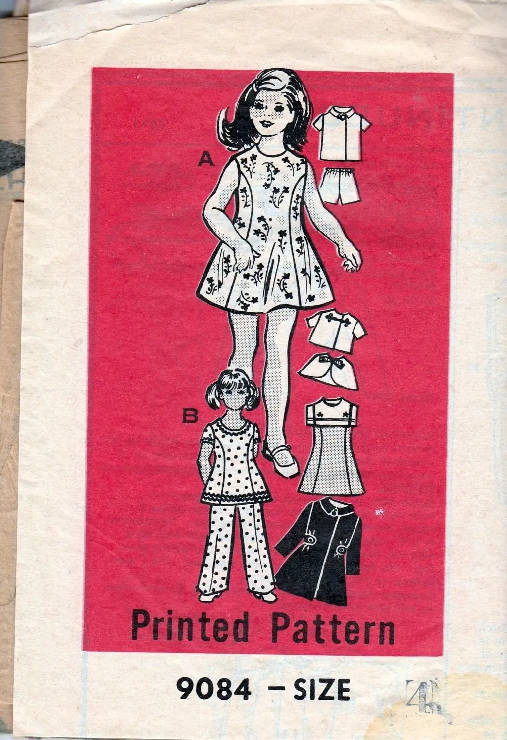 Mail Order 9084 Vintage 1960's Sewing Pattern Little Girls Dress Coat Pants