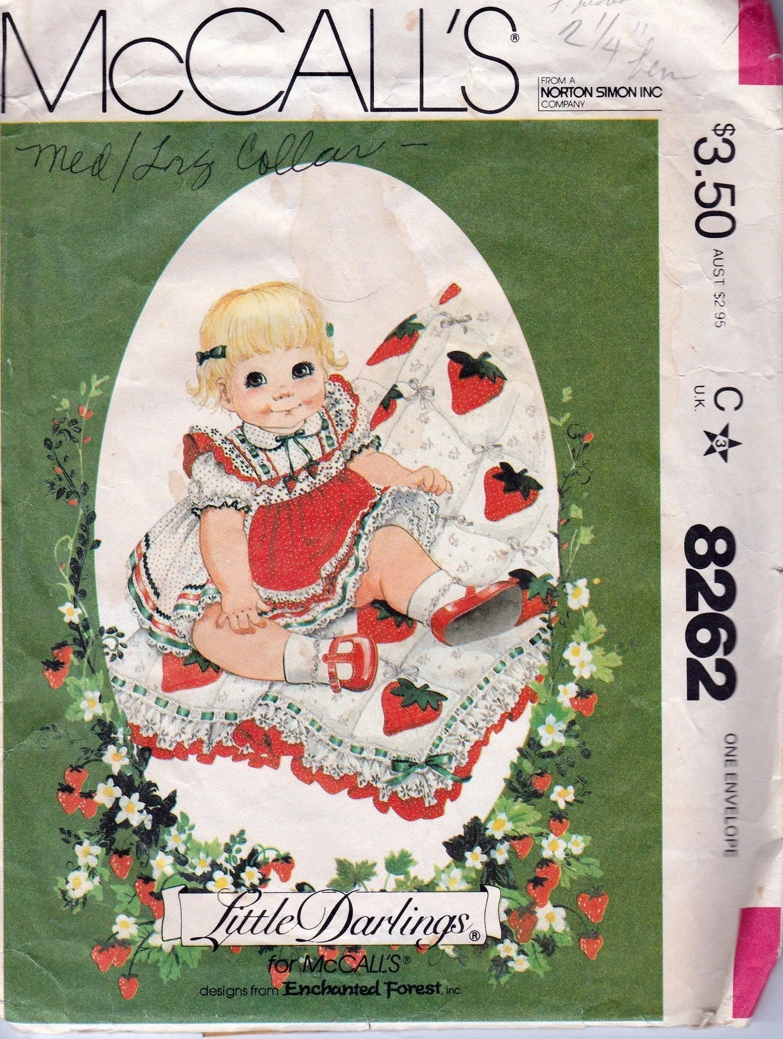 McCall's 8262 Vintage 1980's Sewing Pattern Baby Infant One Piece Dress Slip Little Darlings