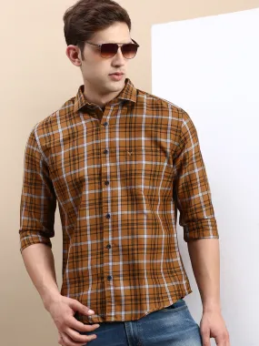 Men Yellow Checked Casual Shirt