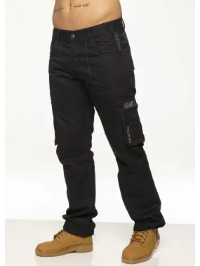 Mens Black Combat Denim Jeans | Enzo Designer Menswear