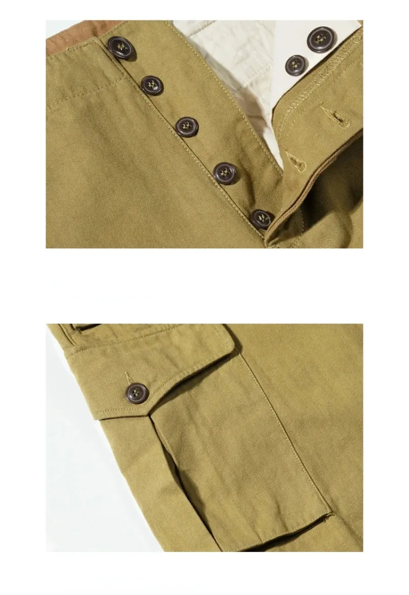 Men's Cargo Pants Mid-high Waist Loose Straight Ankle-length Army Casual Vintage Trousers