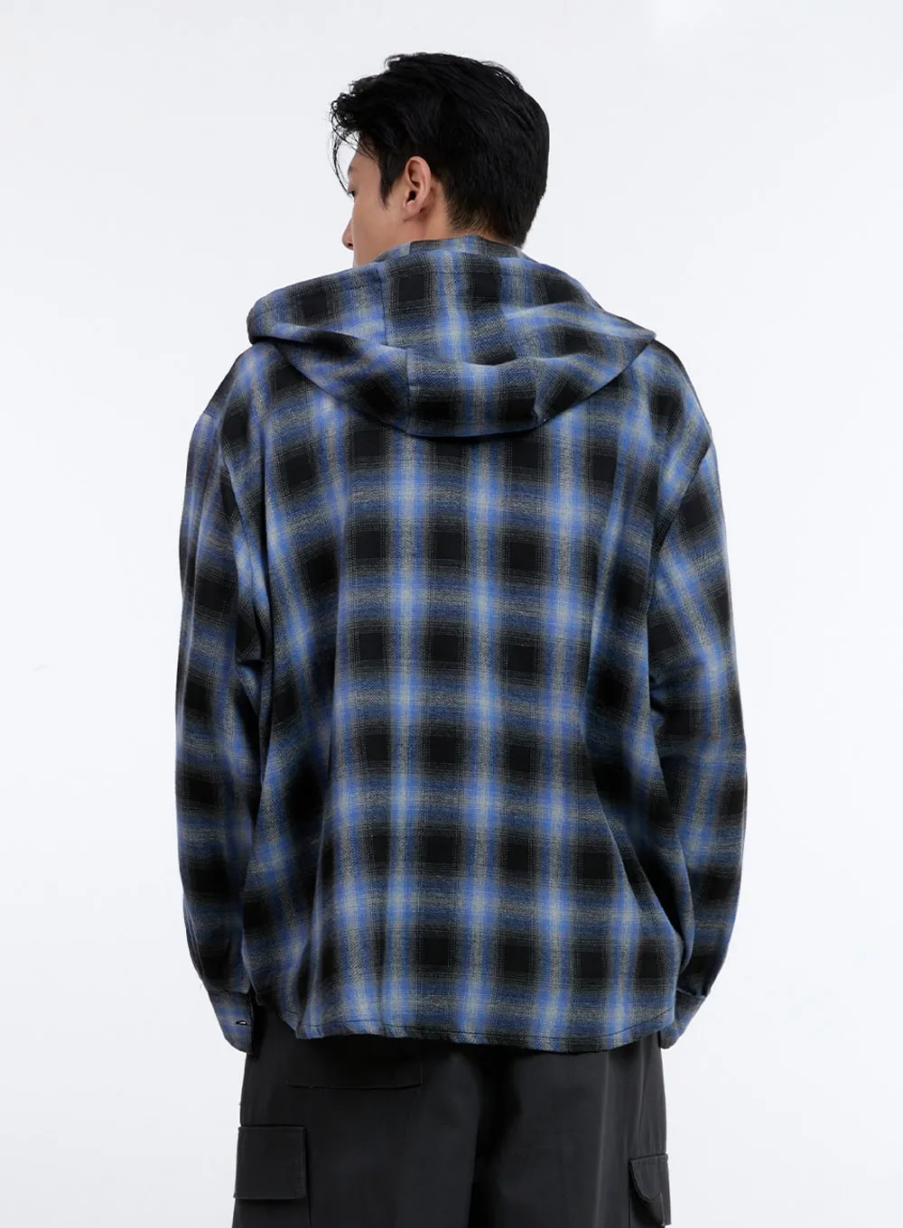 Men's Checkered Hooded Cotton Shirt IG428