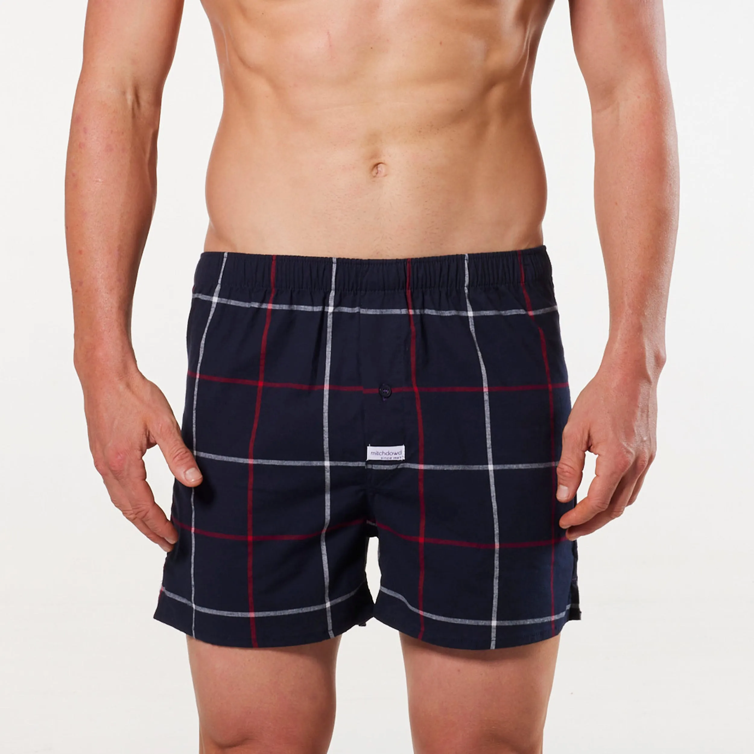 Men's George Check Cotton Stretch Boxer Shorts - Navy