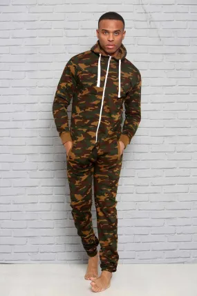 Mens Hooded Jumpsuit Army