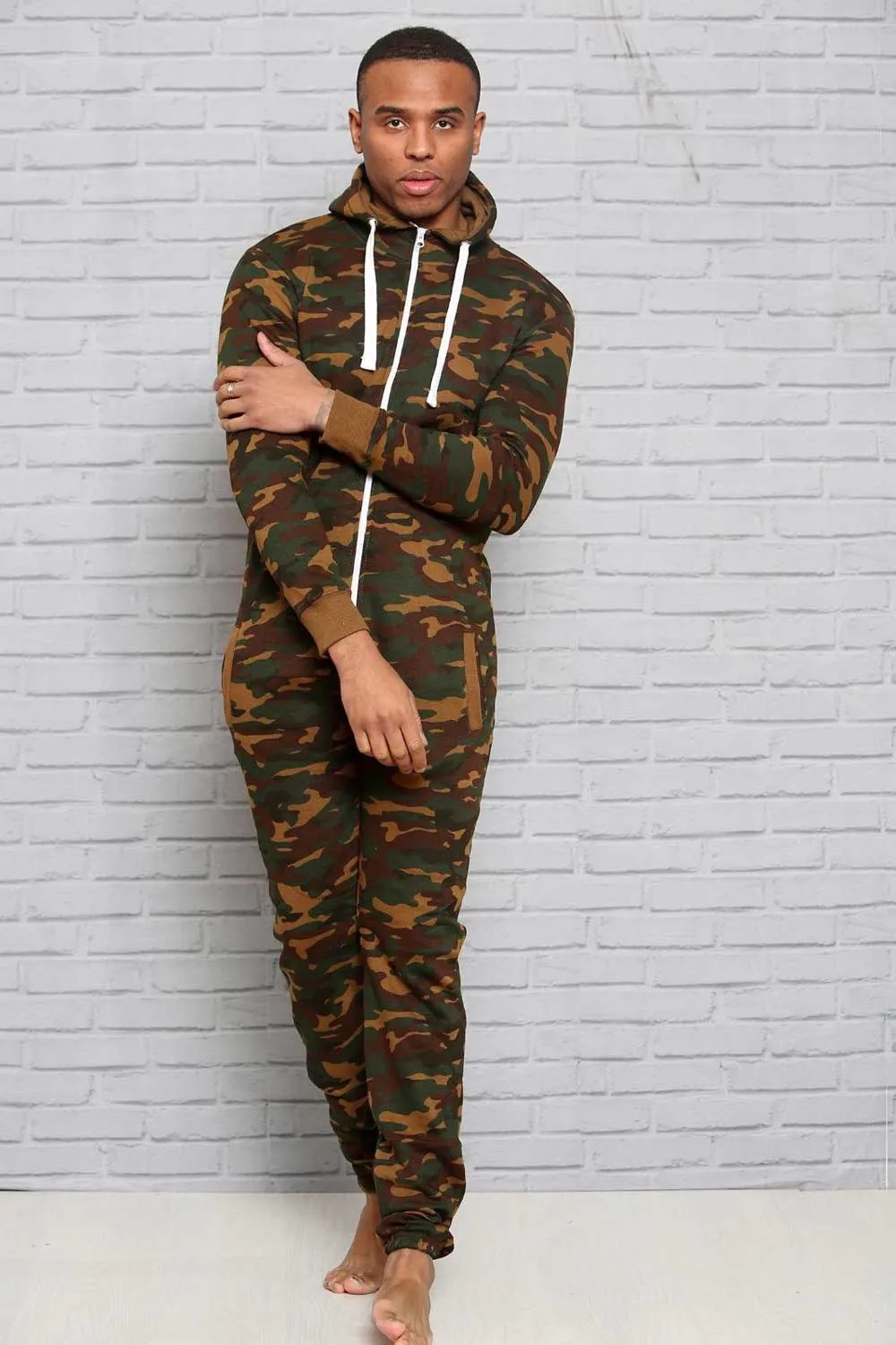 Mens Hooded Jumpsuit Army