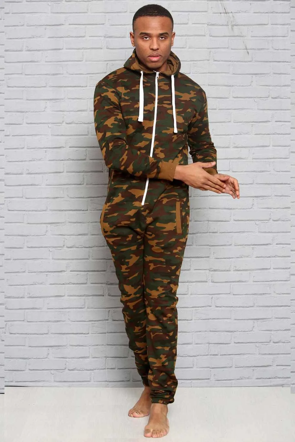 Mens Hooded Jumpsuit Army