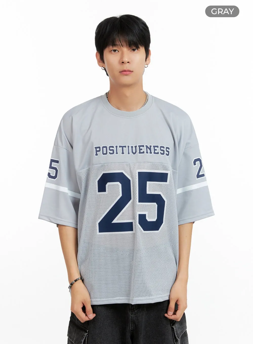 Men's Mesh Lettering Oversize T-Shirt IG402