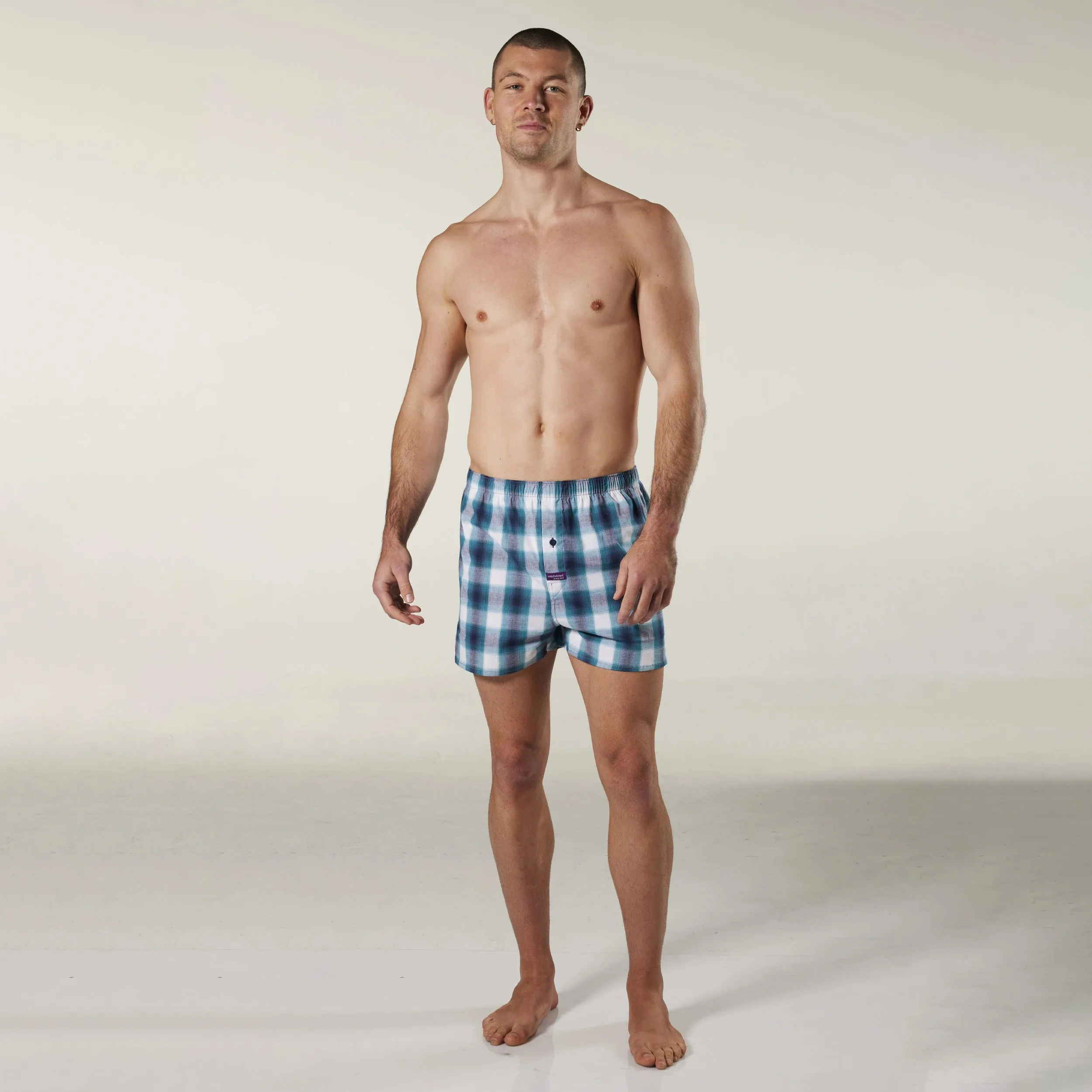 Men's Prairie Check Cotton Stretch Boxer Shorts - Blue