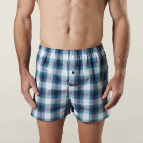 Men's Prairie Check Cotton Stretch Boxer Shorts - Blue