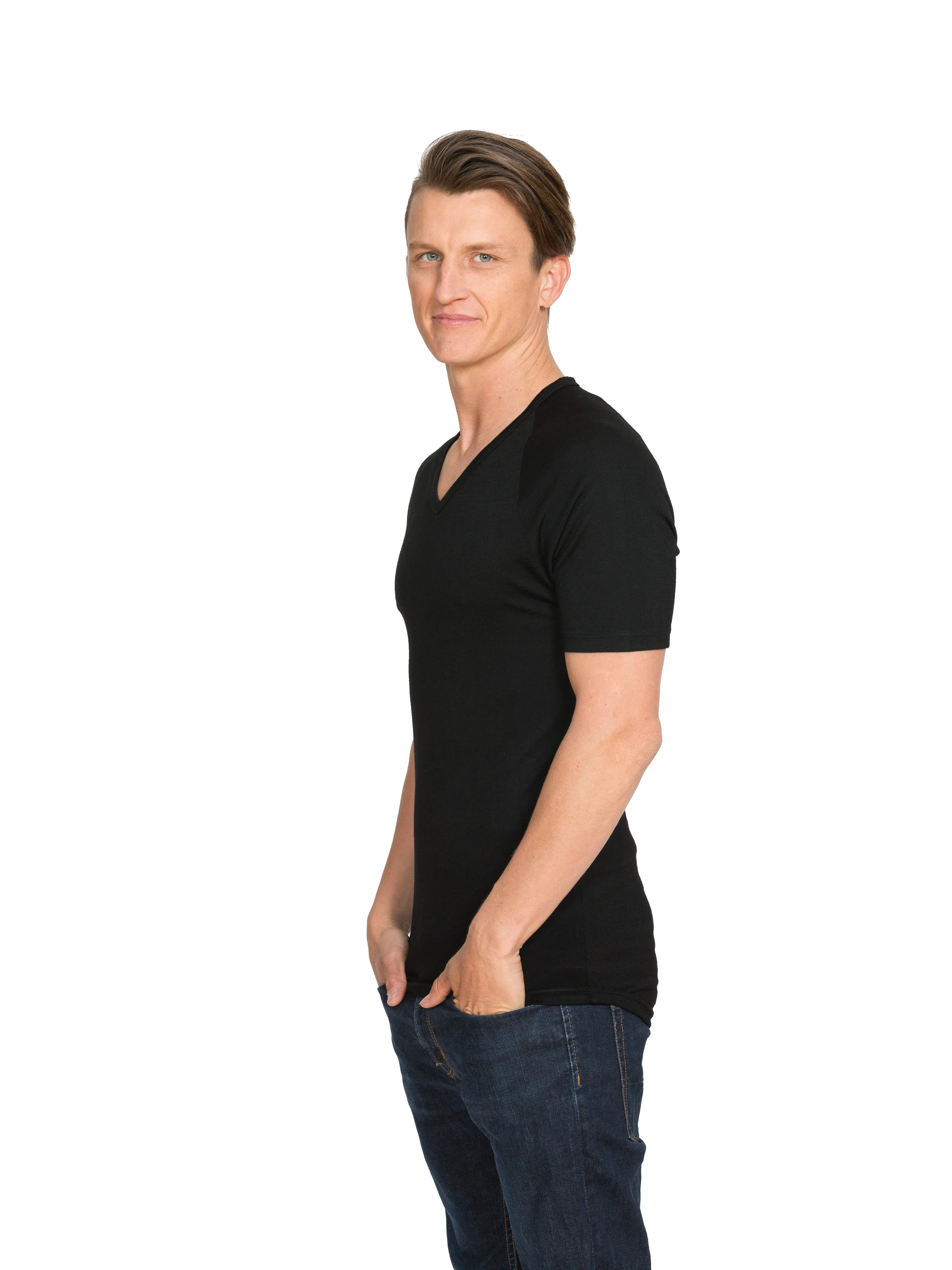 Merino Short Sleeve V Neck