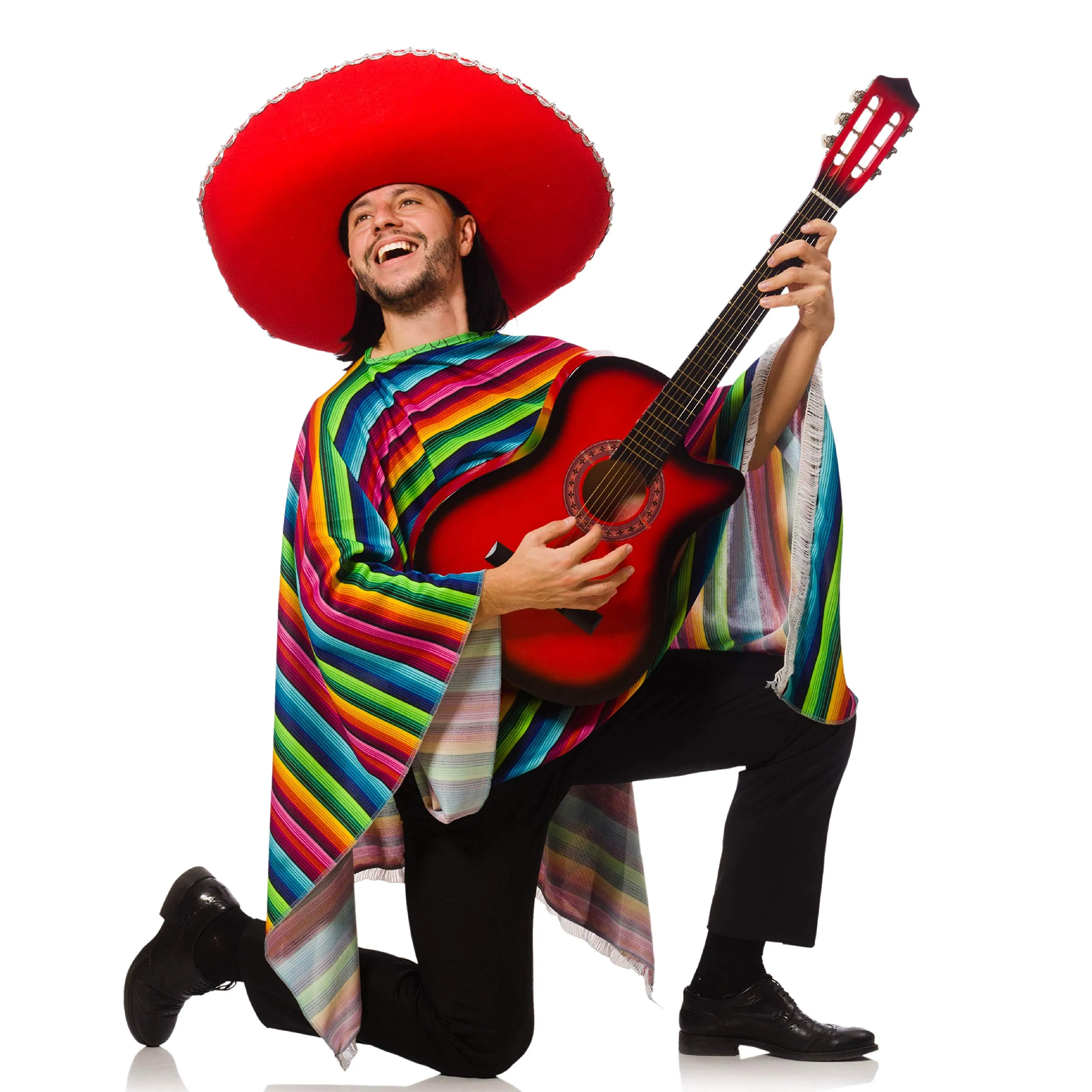 Mexican Serape Poncho Costume - Cinco De Mayo Mexican Fiesta Ponchos for Adults and Kids