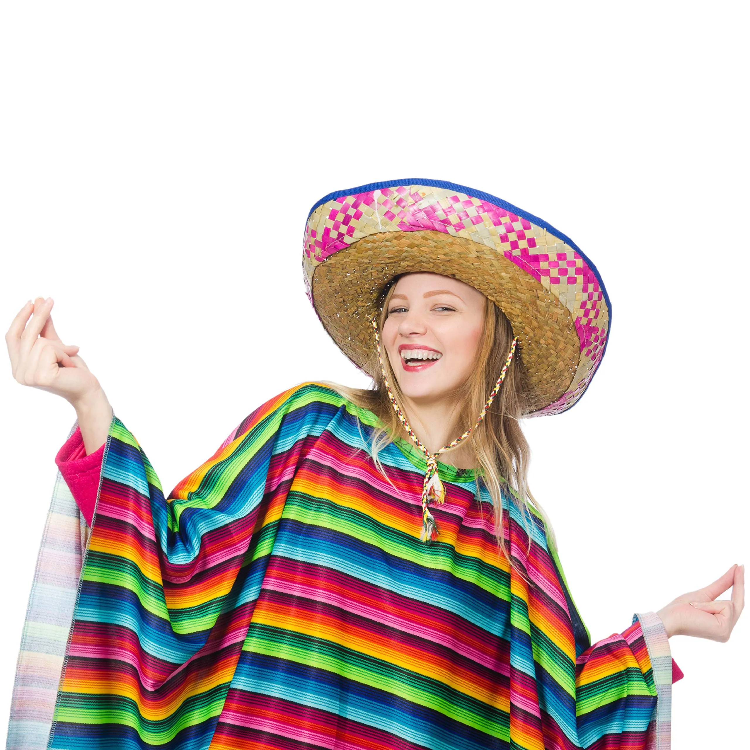 Mexican Serape Poncho Costume - Cinco De Mayo Mexican Fiesta Ponchos for Adults and Kids