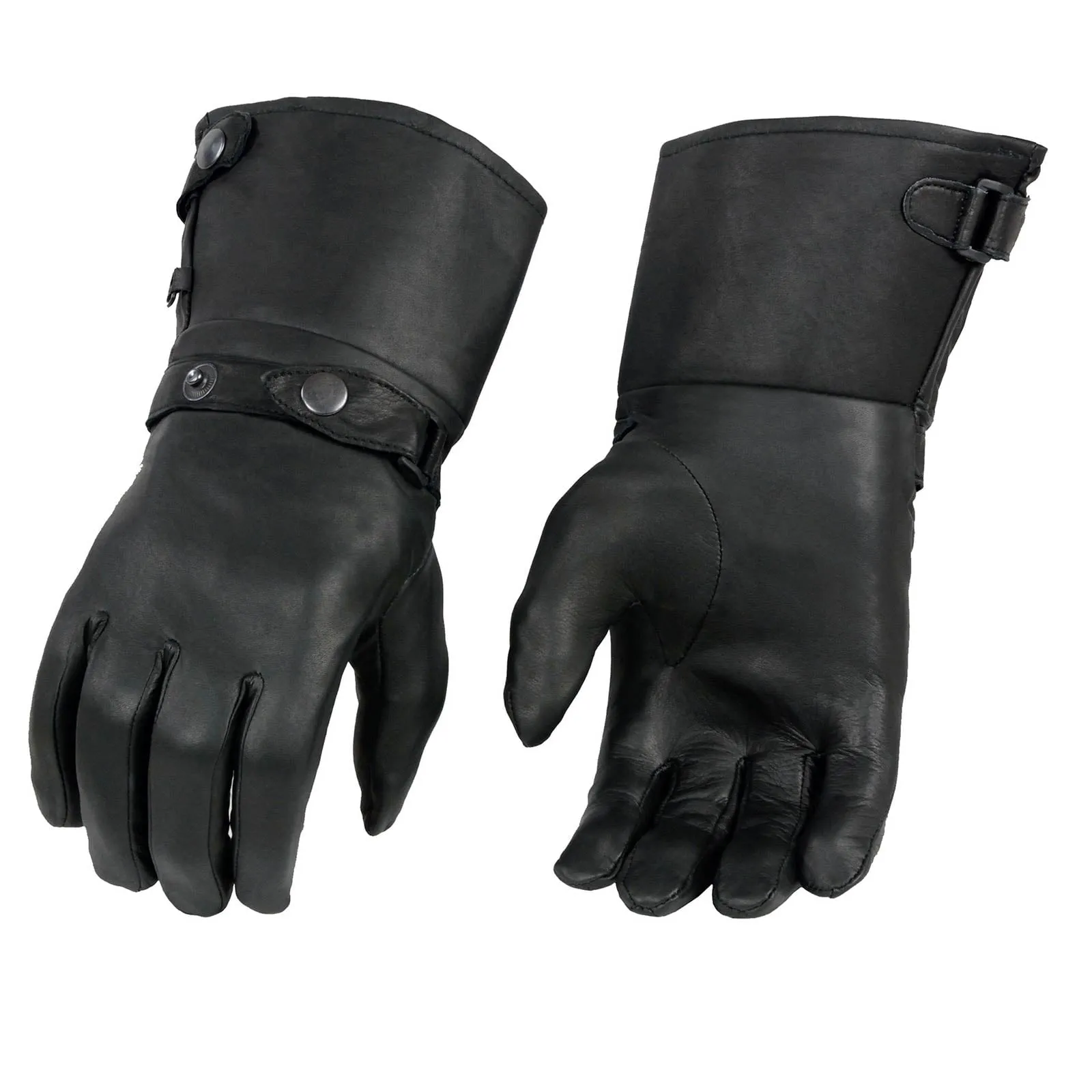 Milwaukee Leather Men's Gauntlet Motorcycle Hand Gloves-Black Leather