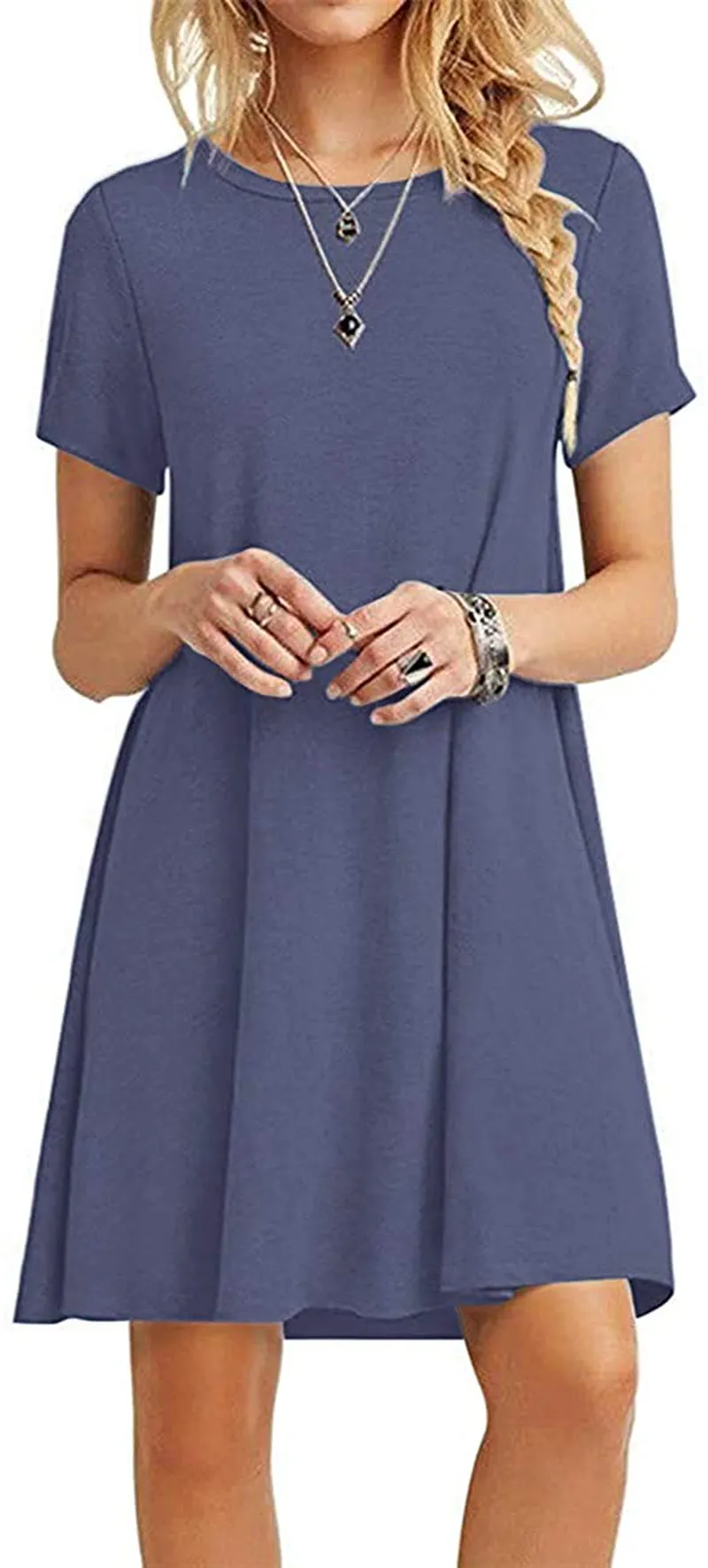 MOLERANI Women's Casual Plain Simple T-Shirt Loose Dress