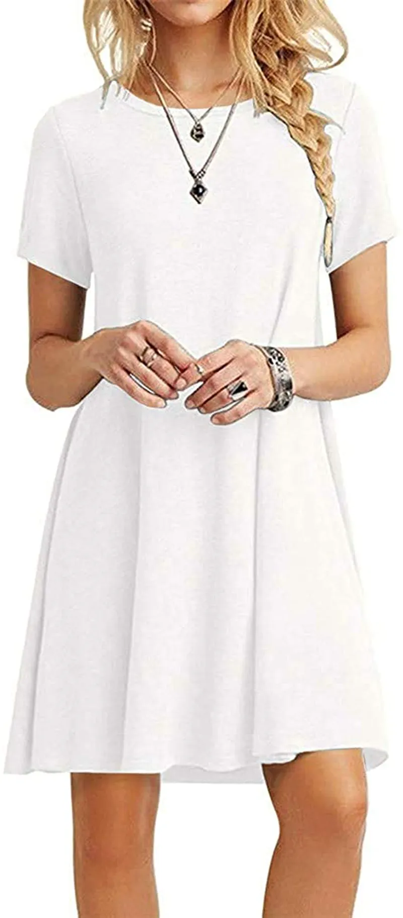 MOLERANI Women's Casual Plain Simple T-Shirt Loose Dress