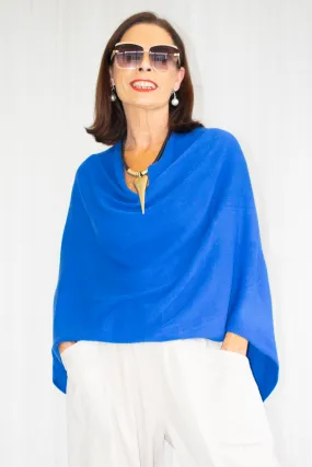 Mollie-Ann Poncho Style Fine Knit in Royal Blue