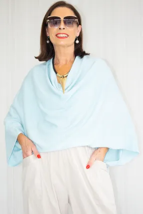 Mollie-Ann Poncho Style Fine Knit in Sky Blue