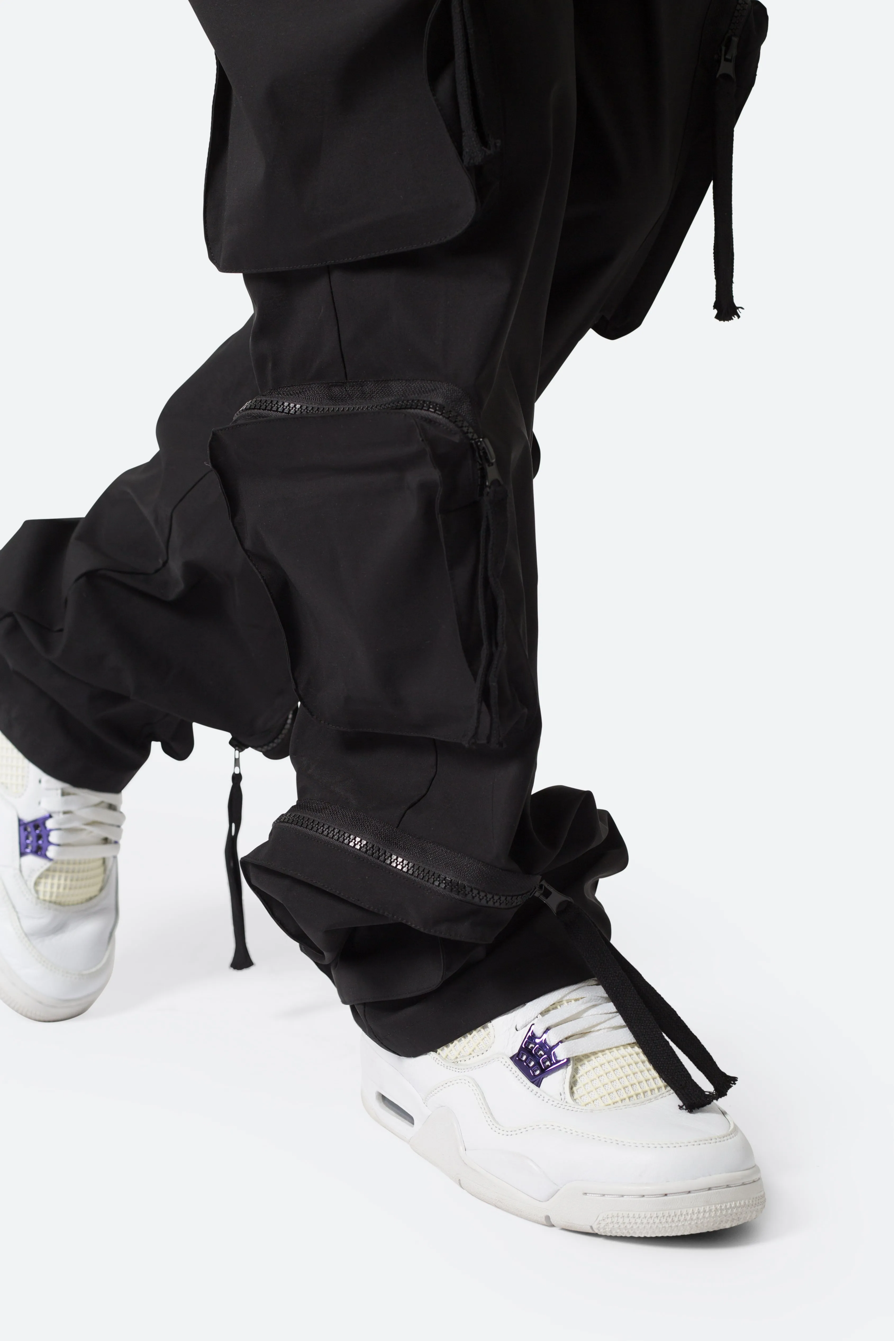 Multi Pocket Drawcord Pants - Black