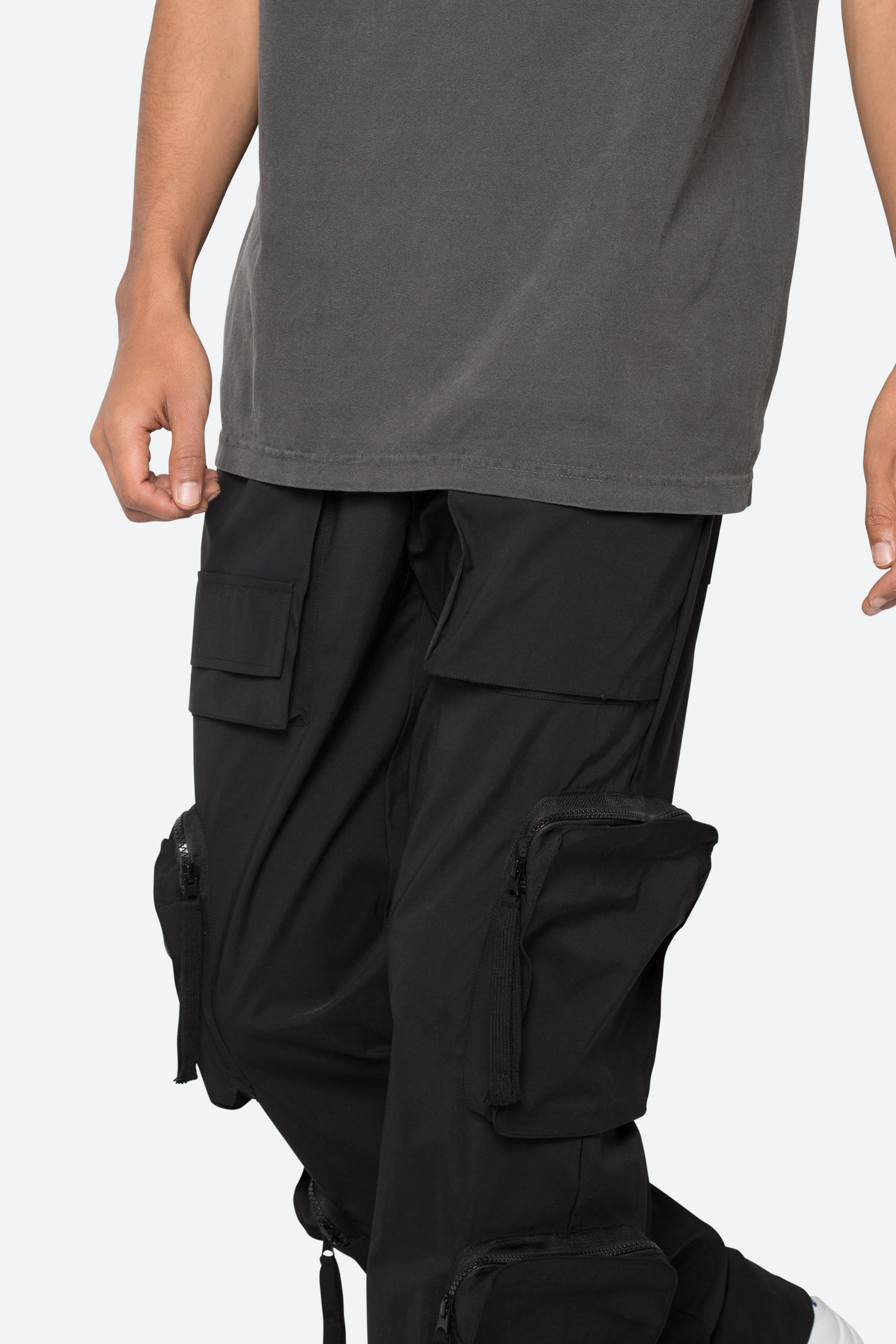 Multi Pocket Drawcord Pants - Black