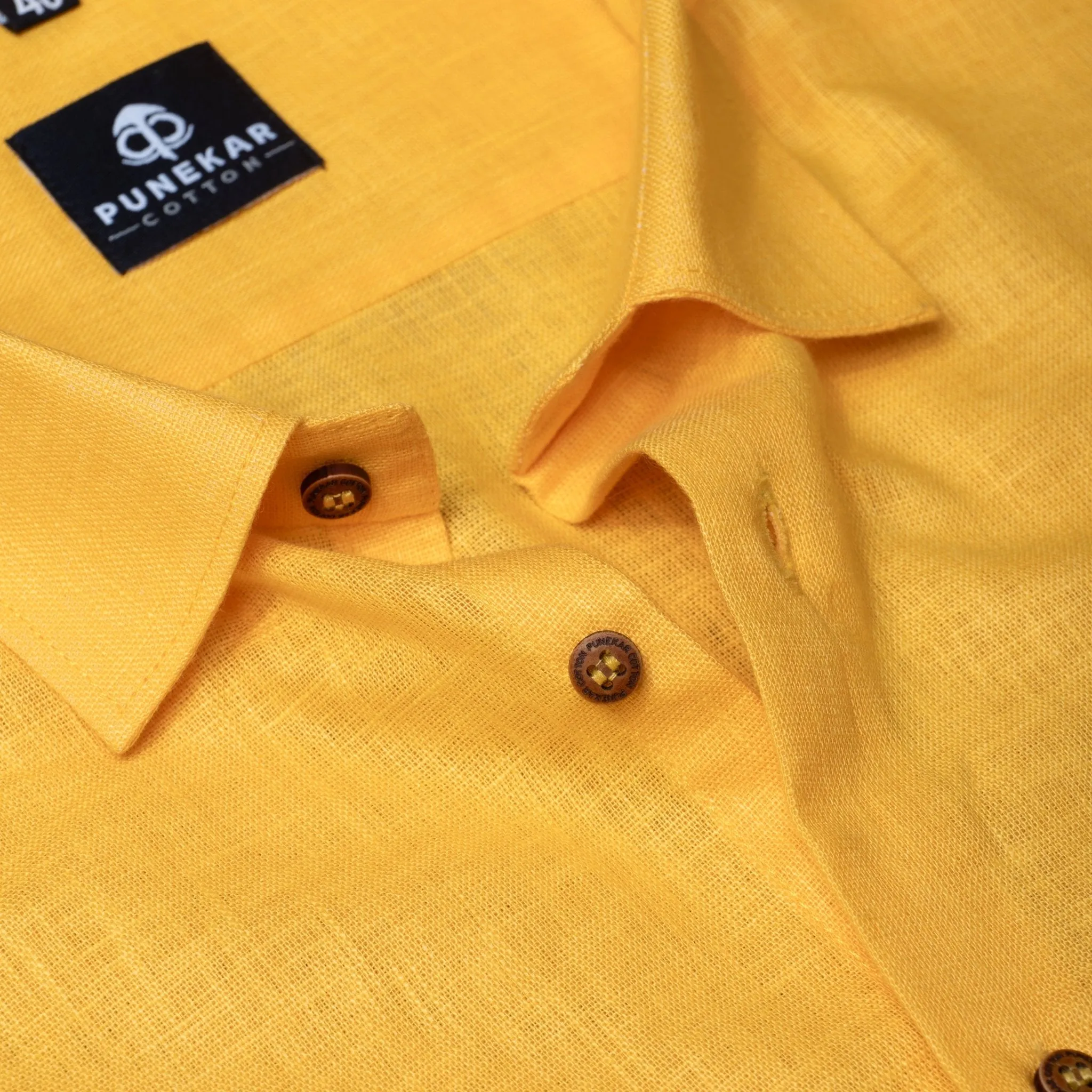 Mustered Yellow Color Linen Formal Shirts For Men