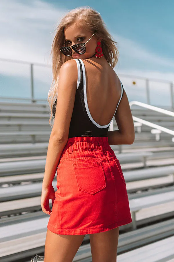 My Alma Mater Denim Skirt In Red