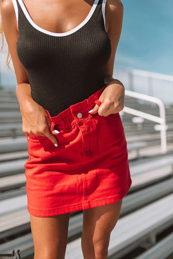 My Alma Mater Denim Skirt In Red