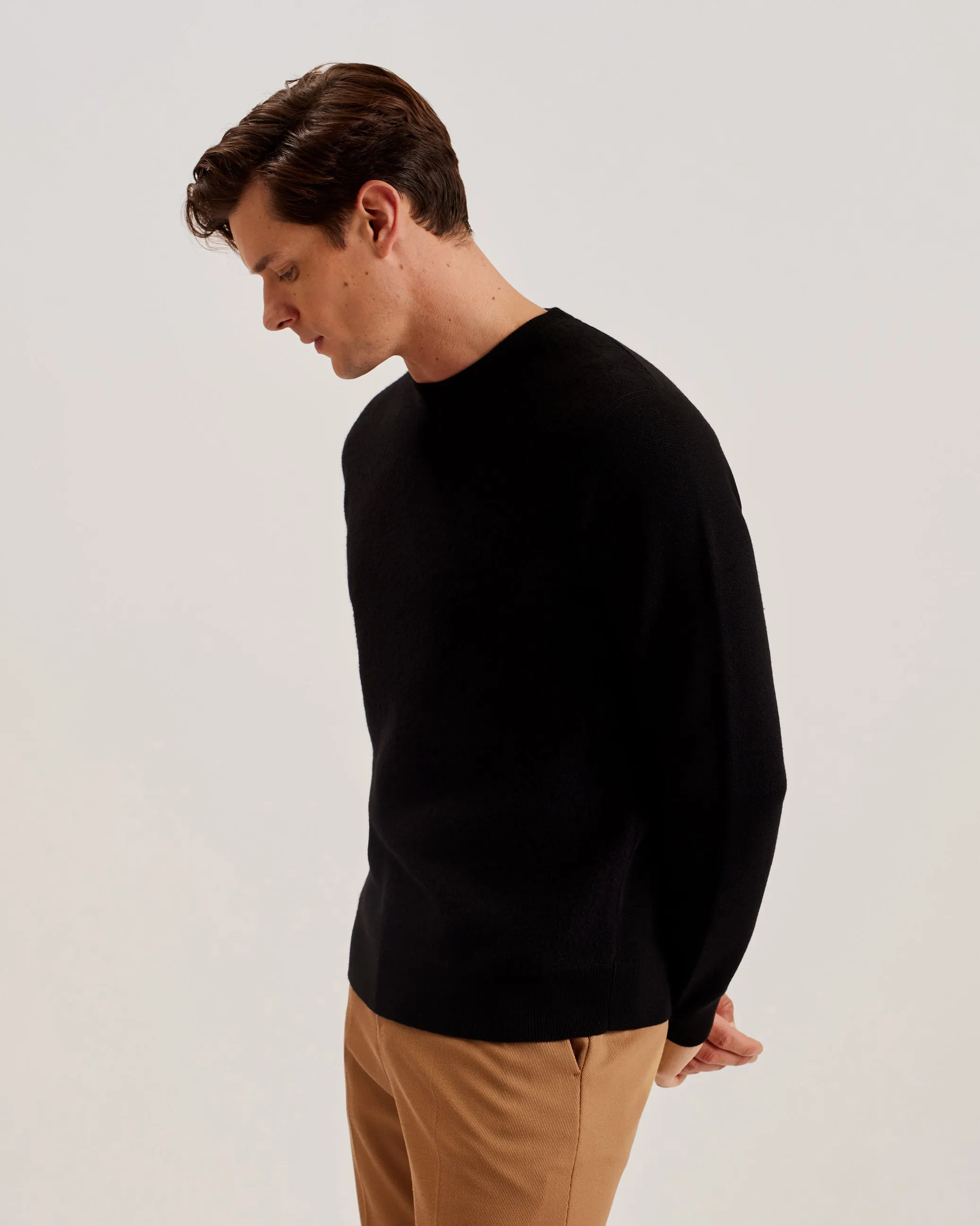 Olmste Ls Boucle Wool Stitch Crew Neck Black