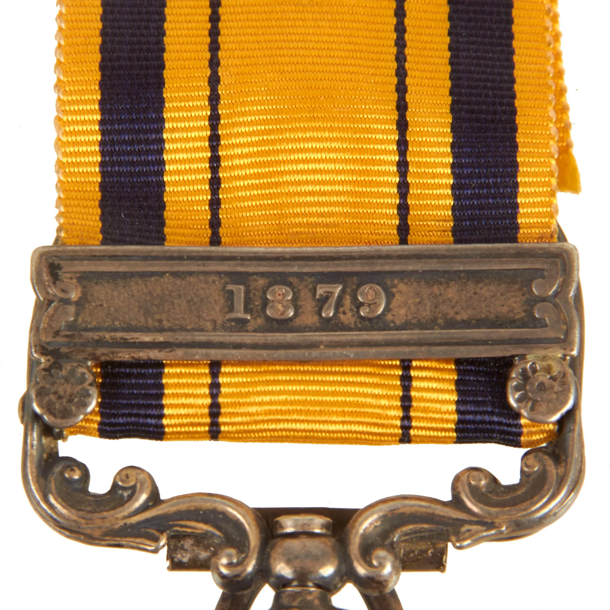 Original British Anglo-Zulu War Rim Engraved  South Africa Medal with 1879 Clasp Named to Trooper W.J.E. Bawtree, Natal Mounted Police