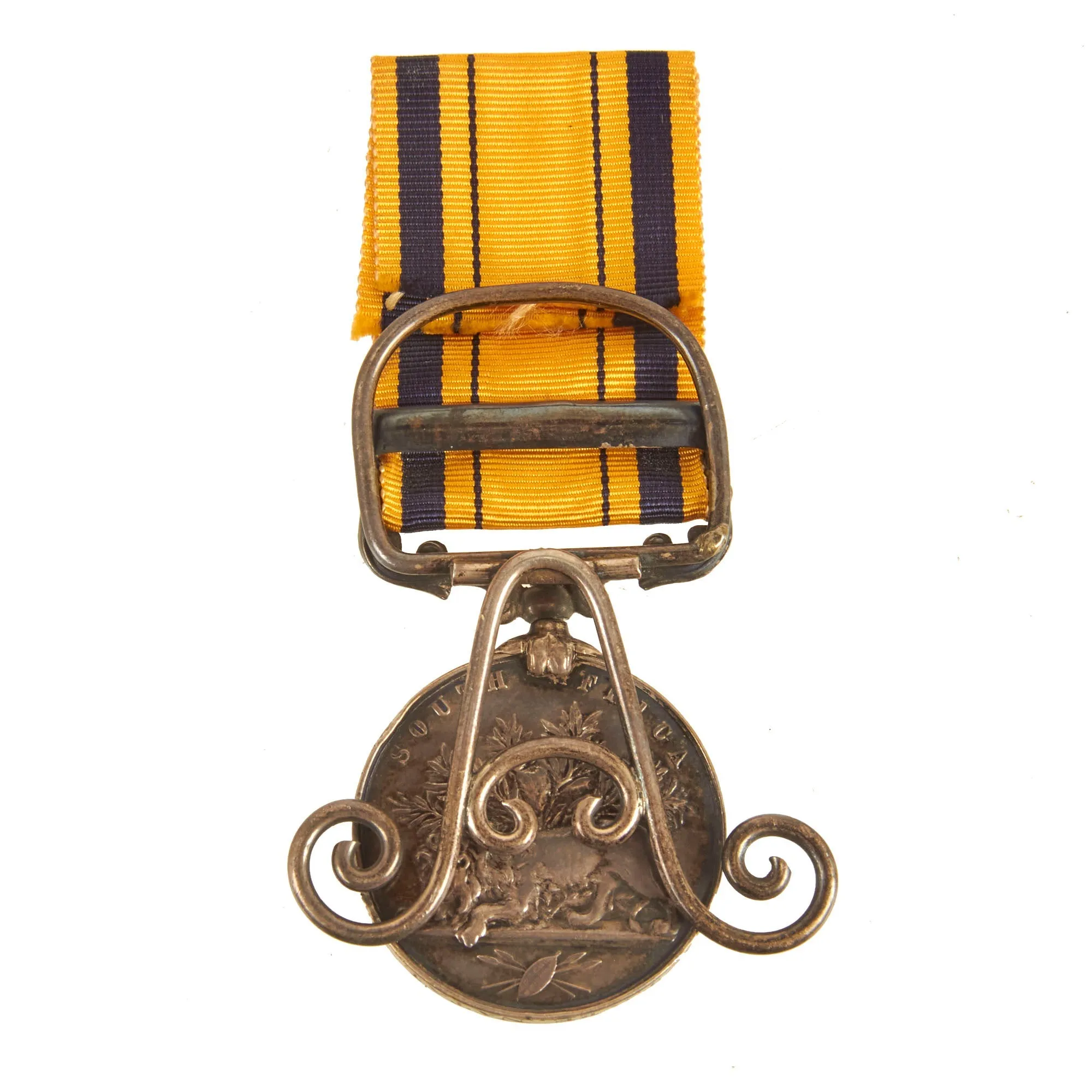 Original British Anglo-Zulu War Rim Engraved  South Africa Medal with 1879 Clasp Named to Trooper W.J.E. Bawtree, Natal Mounted Police